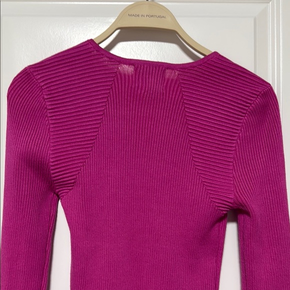 Pink Rose Sweater Top Ribbed Knit - Picture 3 of 7